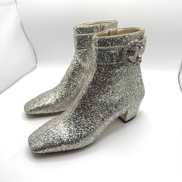 JIMMY CHOO Party Ankle boot in glittery Silver Leather IT 36.5 (US 6.5) - Picture 7 of 16